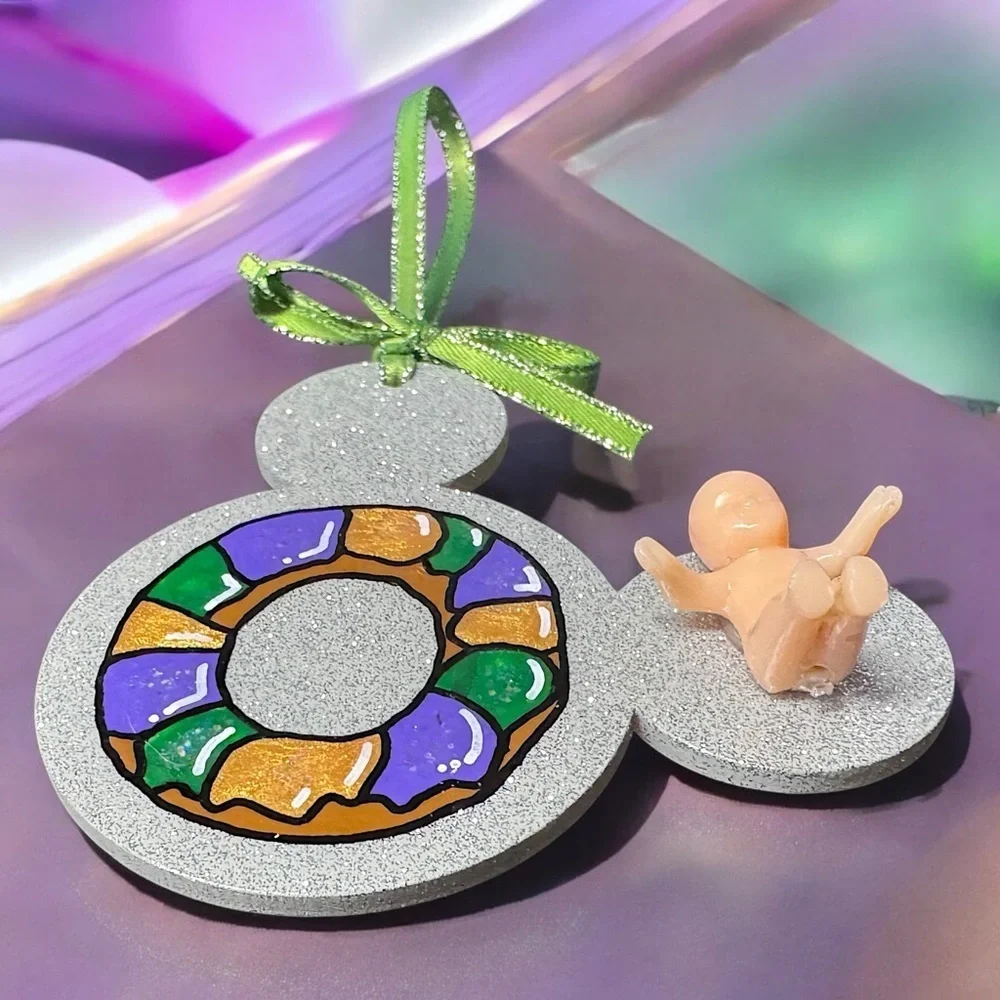 Sparkle & Kingcake: Custom Mouse Ears Ornament for Your Mardi Gras Adventure!